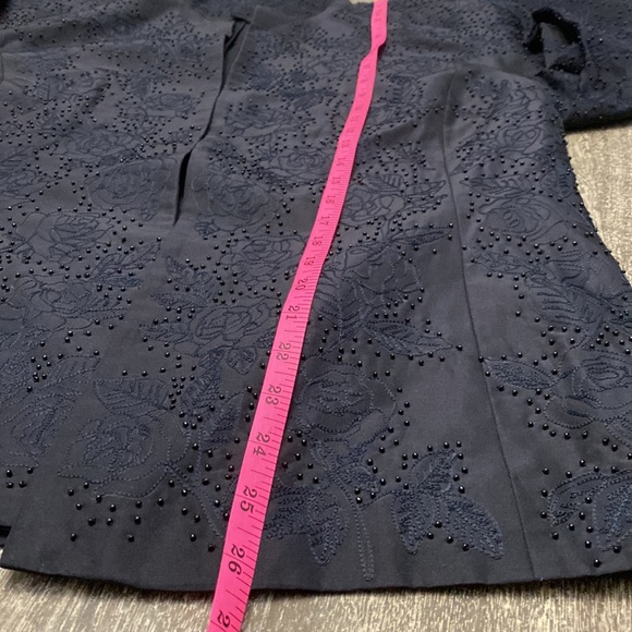 Ellen Tracy Silk Blend Floral Embroidered & Beaded Open Front Black Jack… - Picture 5 of 11